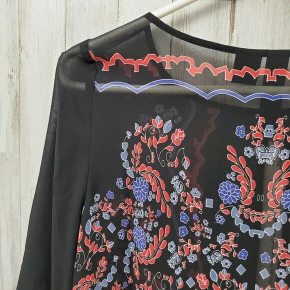 Petticoat Alley Fringed Kimono Cardigan Black Size XS - Picture 7 of 7